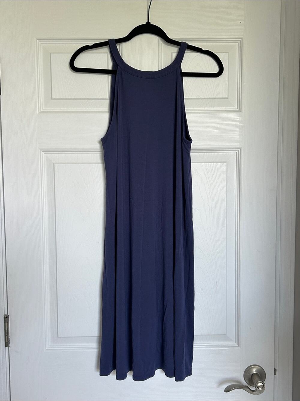 Time and Tru Navy Blue Halter Knit Dress w Tie at Neck - Size Medium